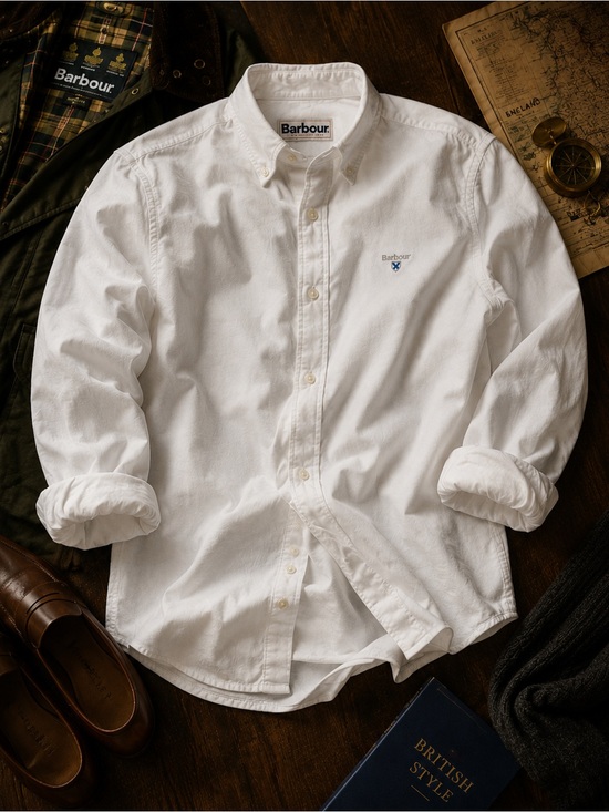 Barbour Other - Barbour Tailored Fit White Oxford Button Down Shirt Men’s Medium Cotton